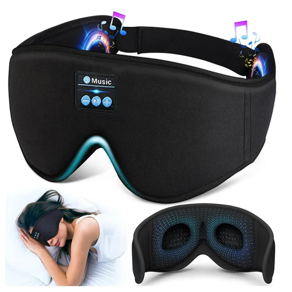 3D Portable Bluetooth Music Sleep Eye Mask: Light-Blocking for Sleep with Detachable Parts Smart Call Ideal for Restful Nights