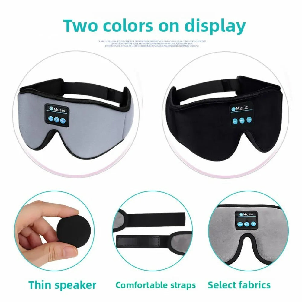 3D Portable Bluetooth Music Sleep Eye Mask: Light-Blocking for Sleep with Detachable Parts Smart Call Ideal for Restful Nights