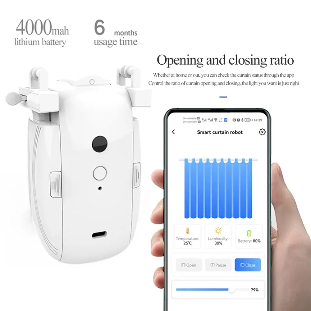 Automatic Curtain Opener WiFi Remote Control Smart Curtain Controller for U Shaped I Shaped Rail One-Touch Remote Control Switch