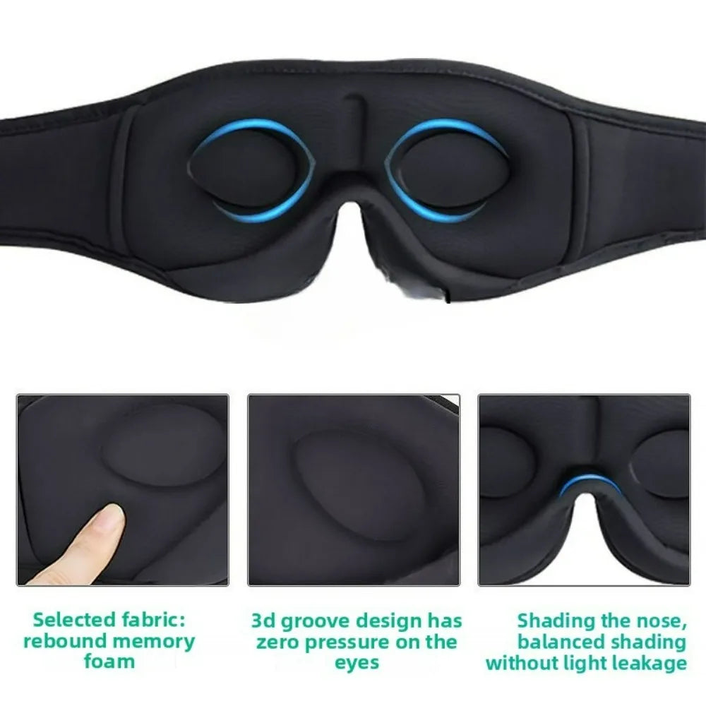 3D Portable Bluetooth Music Sleep Eye Mask: Light-Blocking for Sleep with Detachable Parts Smart Call Ideal for Restful Nights